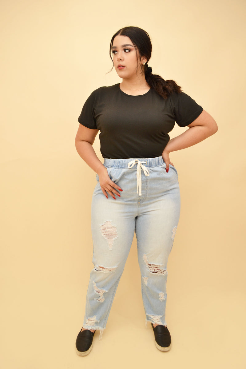 Jeans Con Resorte En Los Tobillos