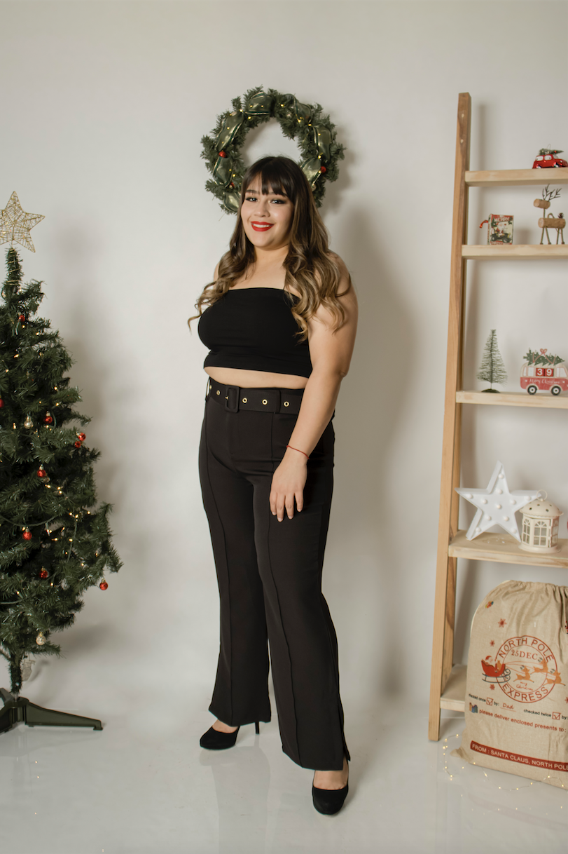 Pantalon vestir recto con cinto