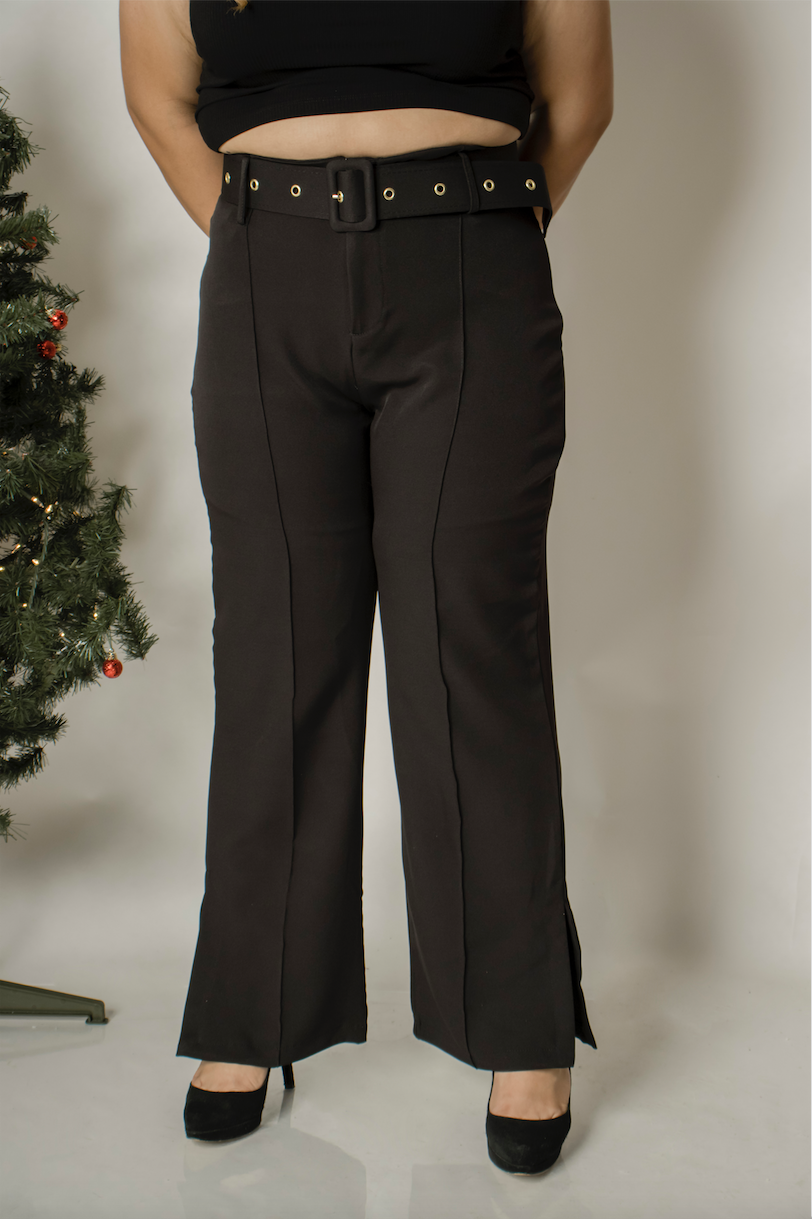 Pantalon vestir recto con cinto