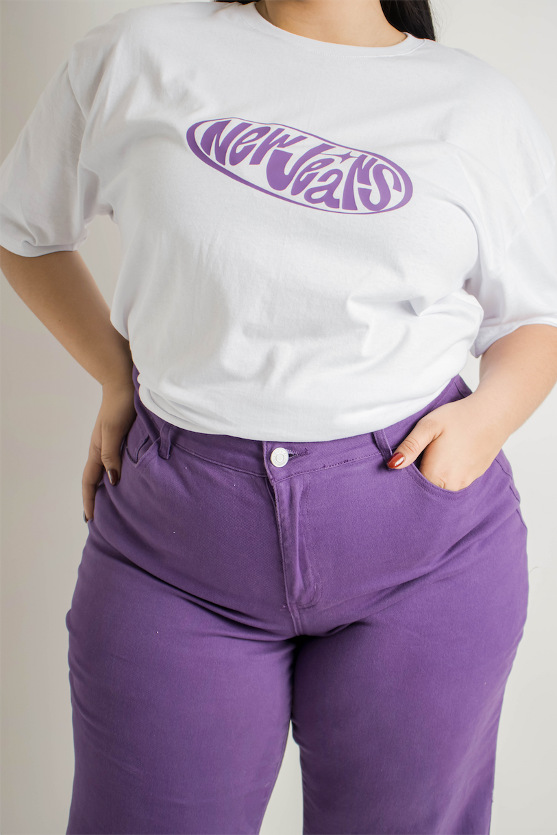 JEANS FLARE MORADO