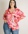 Blusa camisera en satin estampada