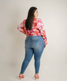 Blusa camisera en satin estampada