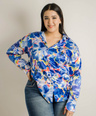 Blusa camisera en satin estampada