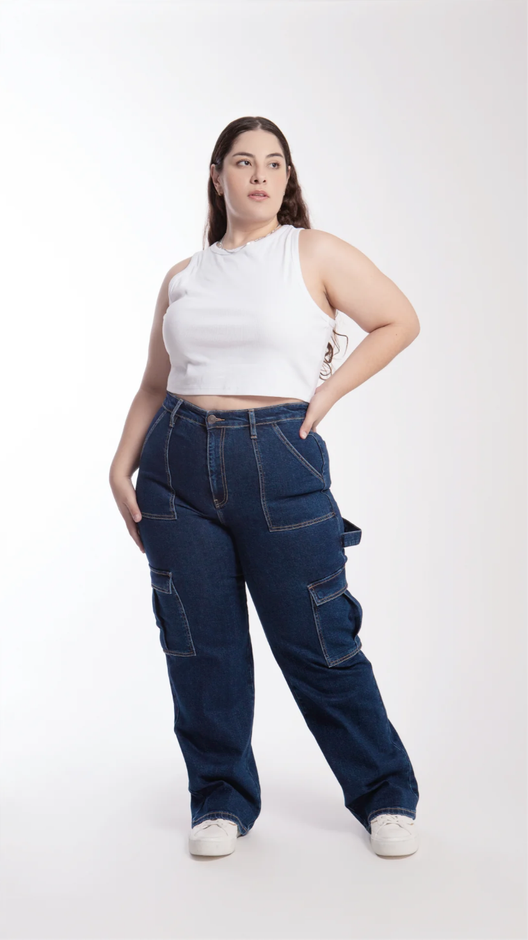 Jeans cargo de mezclilla