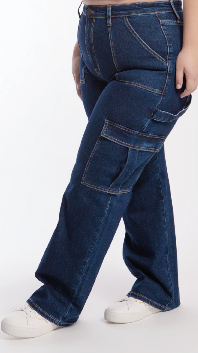 Jeans cargo de mezclilla