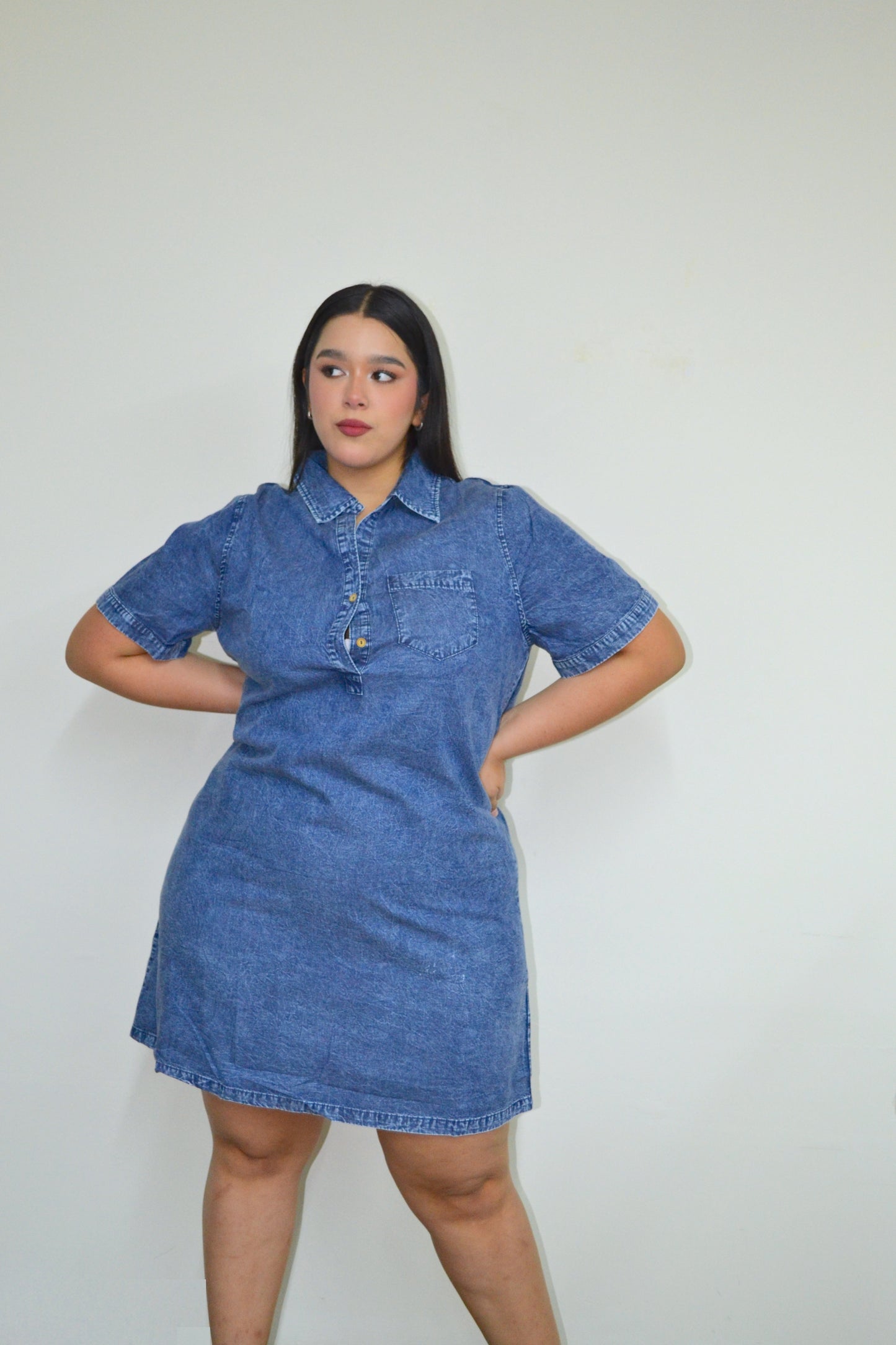 Vestido denim corto