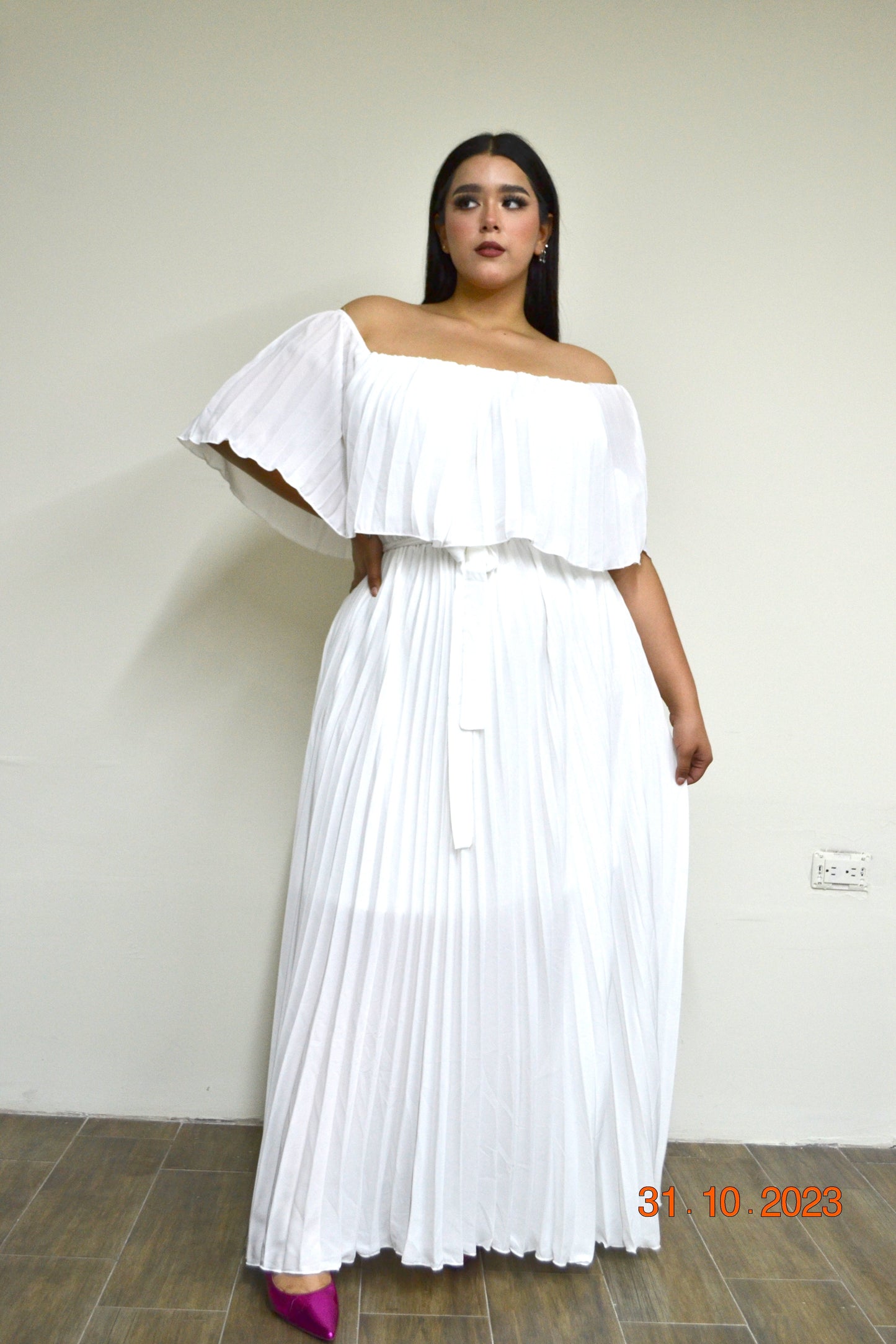 Maxi vestido off the shoulders