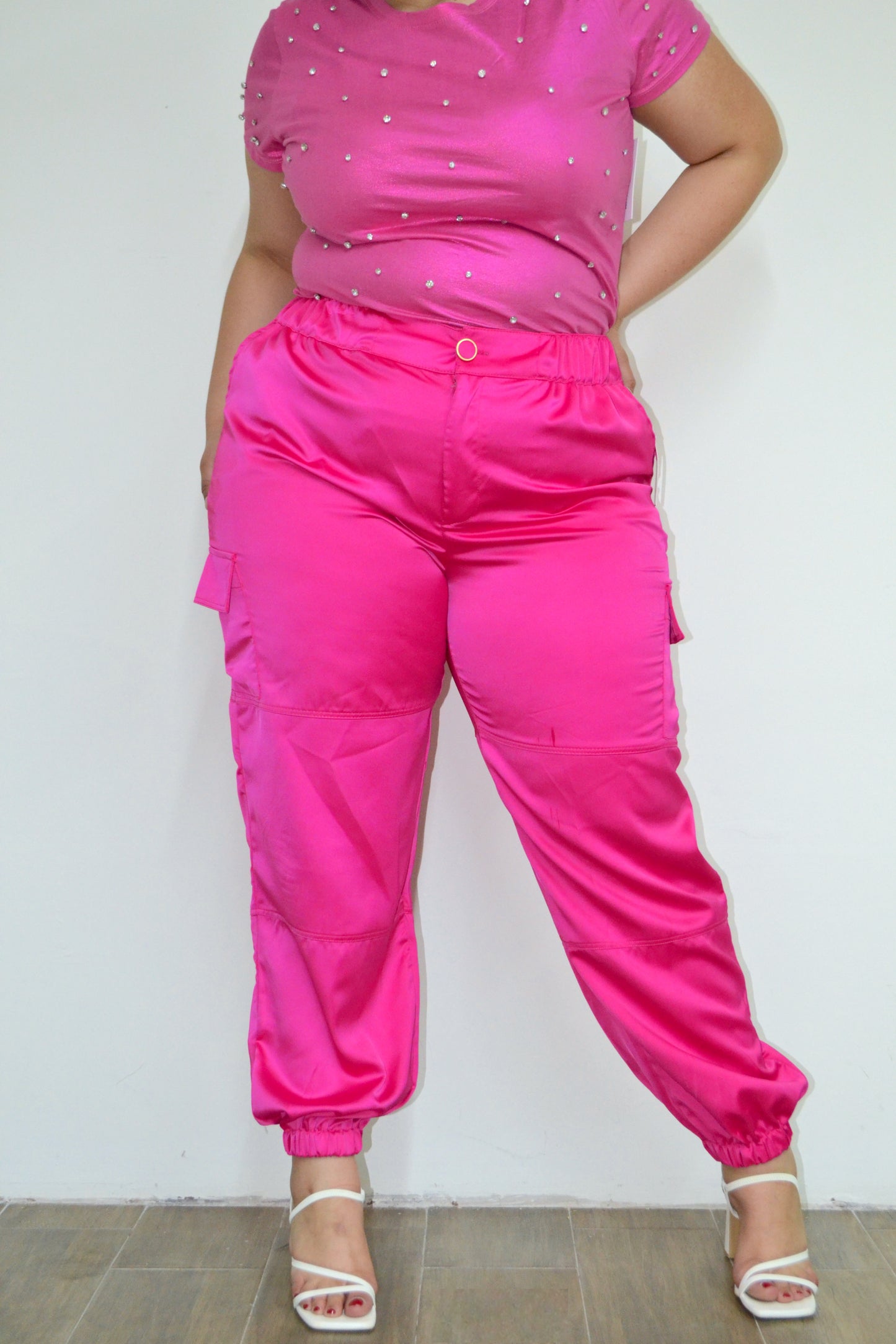 Pantalon jogger en satin