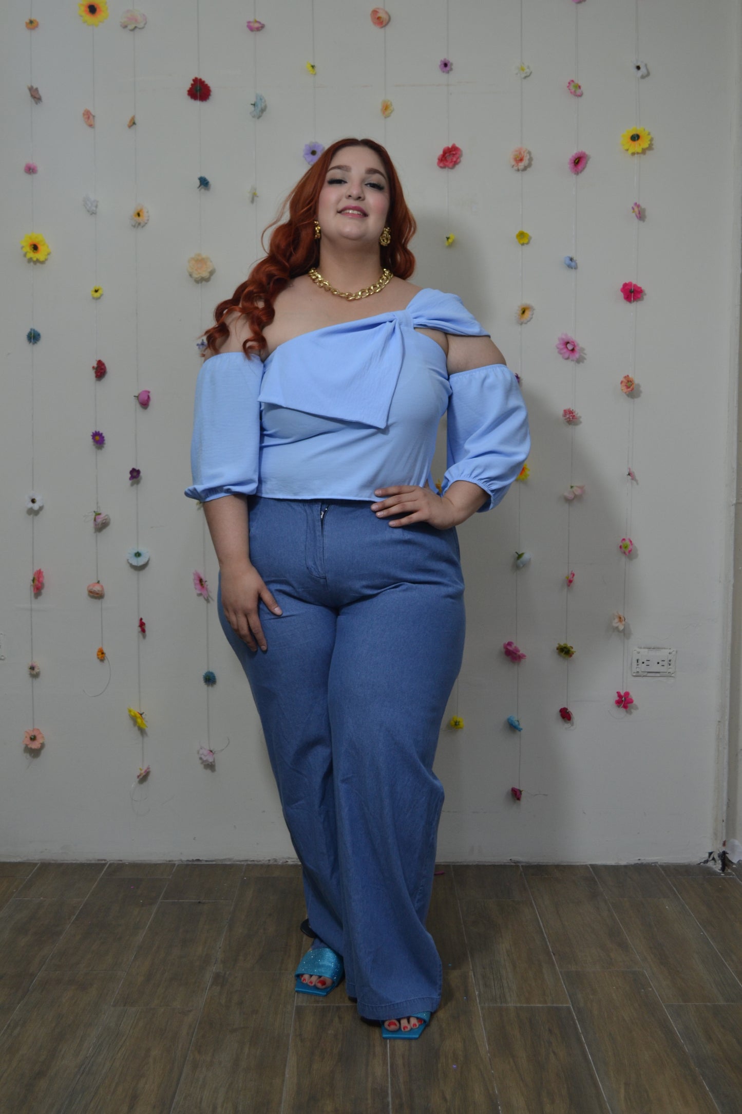 Blusa moda con smock off the shoulder