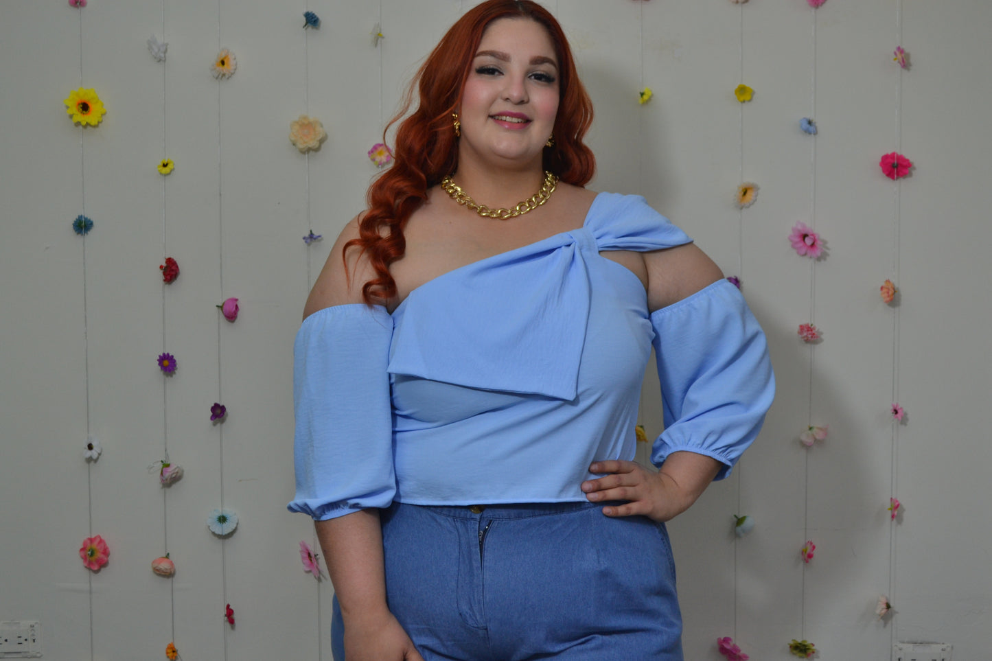 Blusa moda con smock off the shoulder