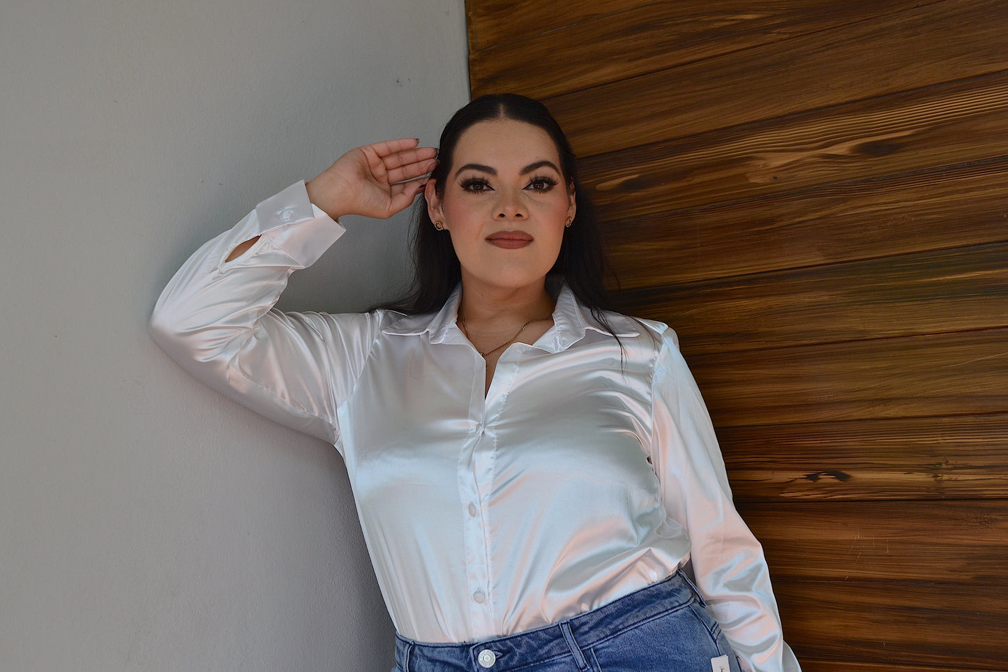 Blusa Camisera en Satin
