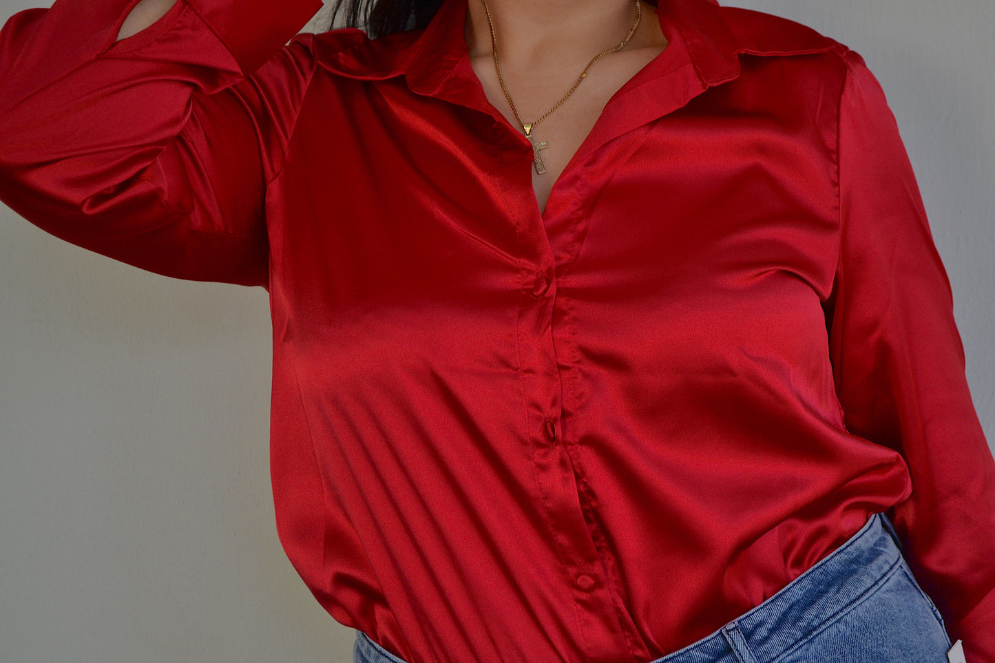 Blusa Camisera en Satin