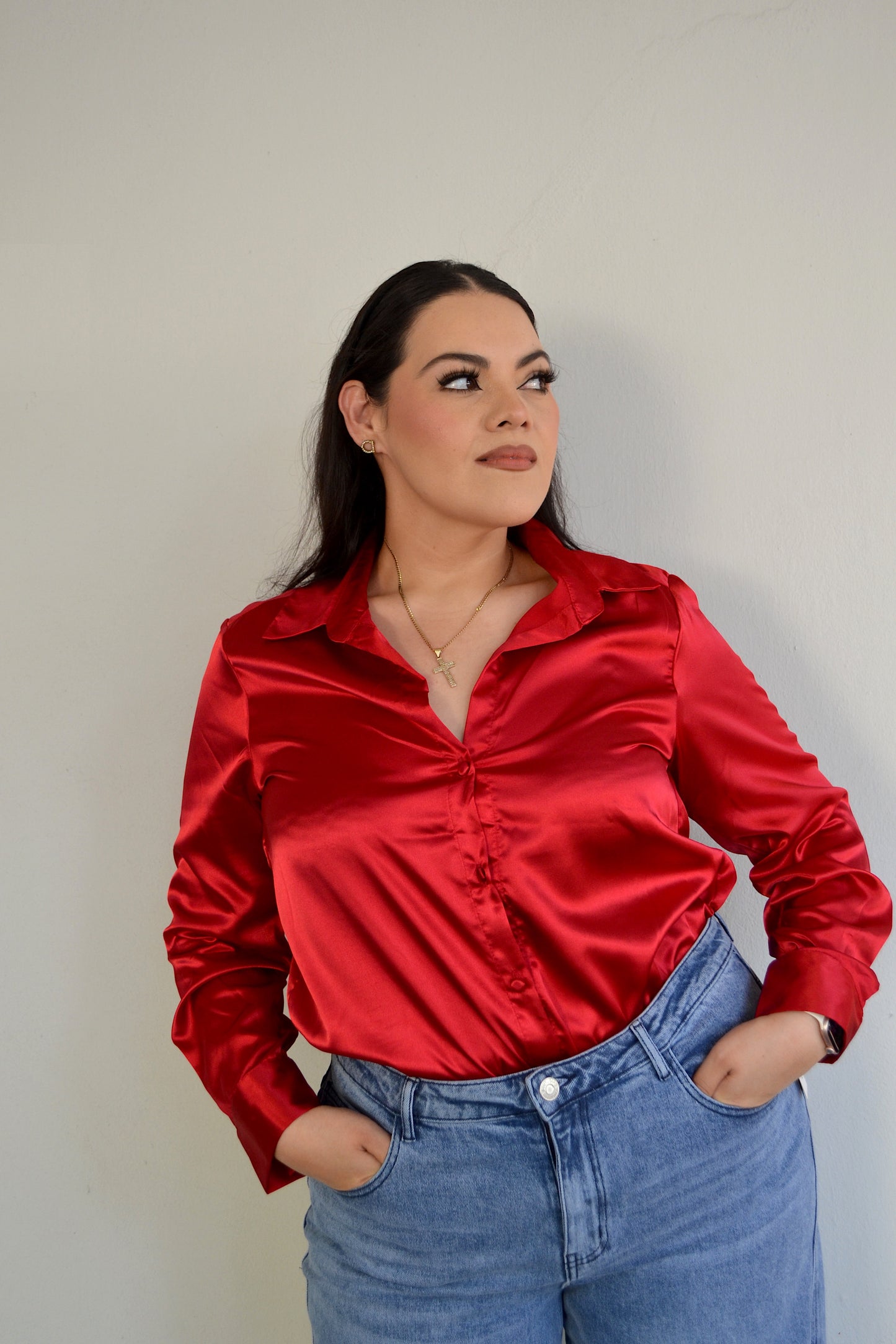 Blusa Camisera en Satin