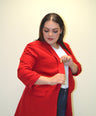 Blazer Liso Manga 3/4 Rojo