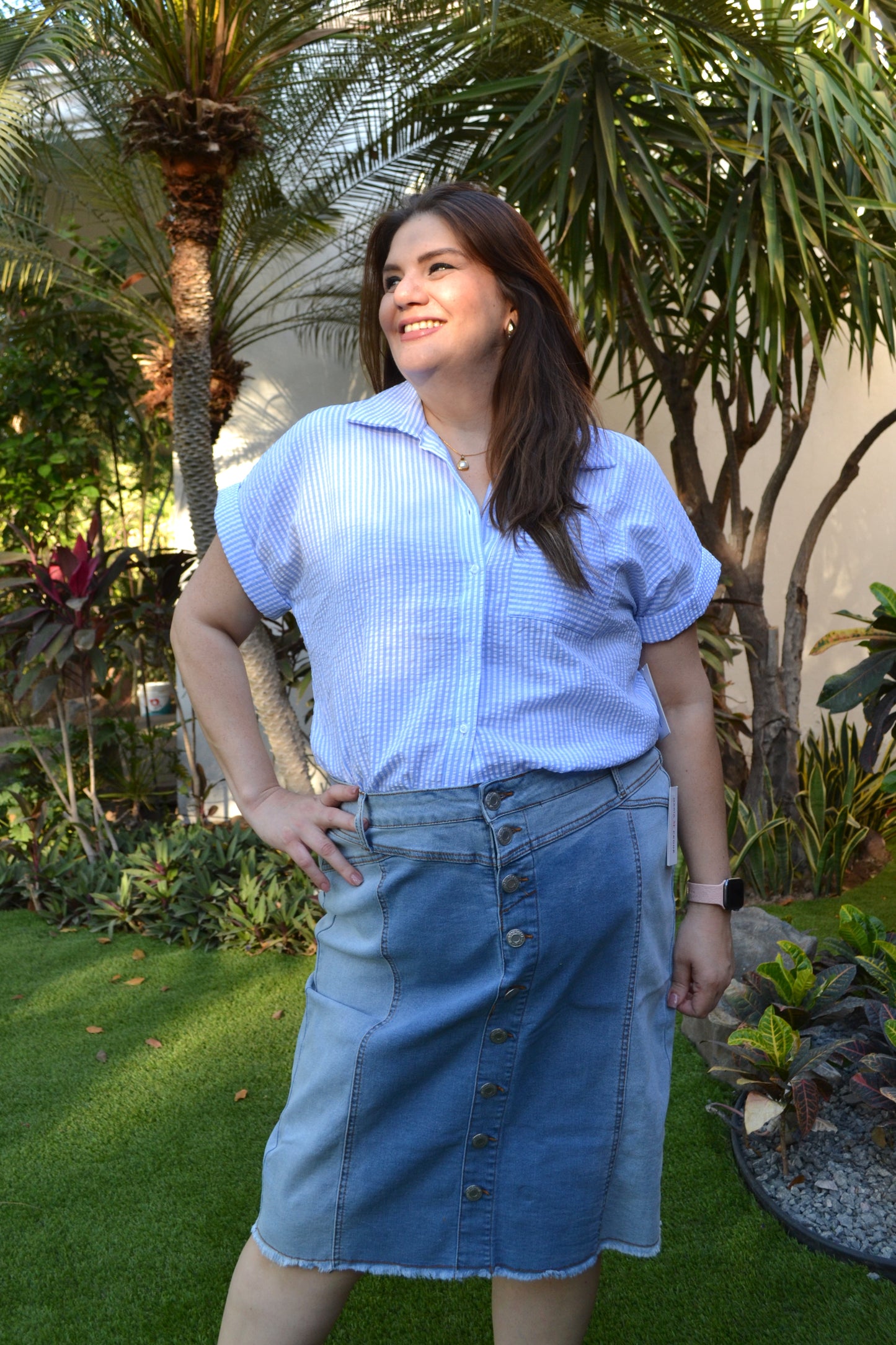 Falda de Mezclilla Larga con Botones - Main Image