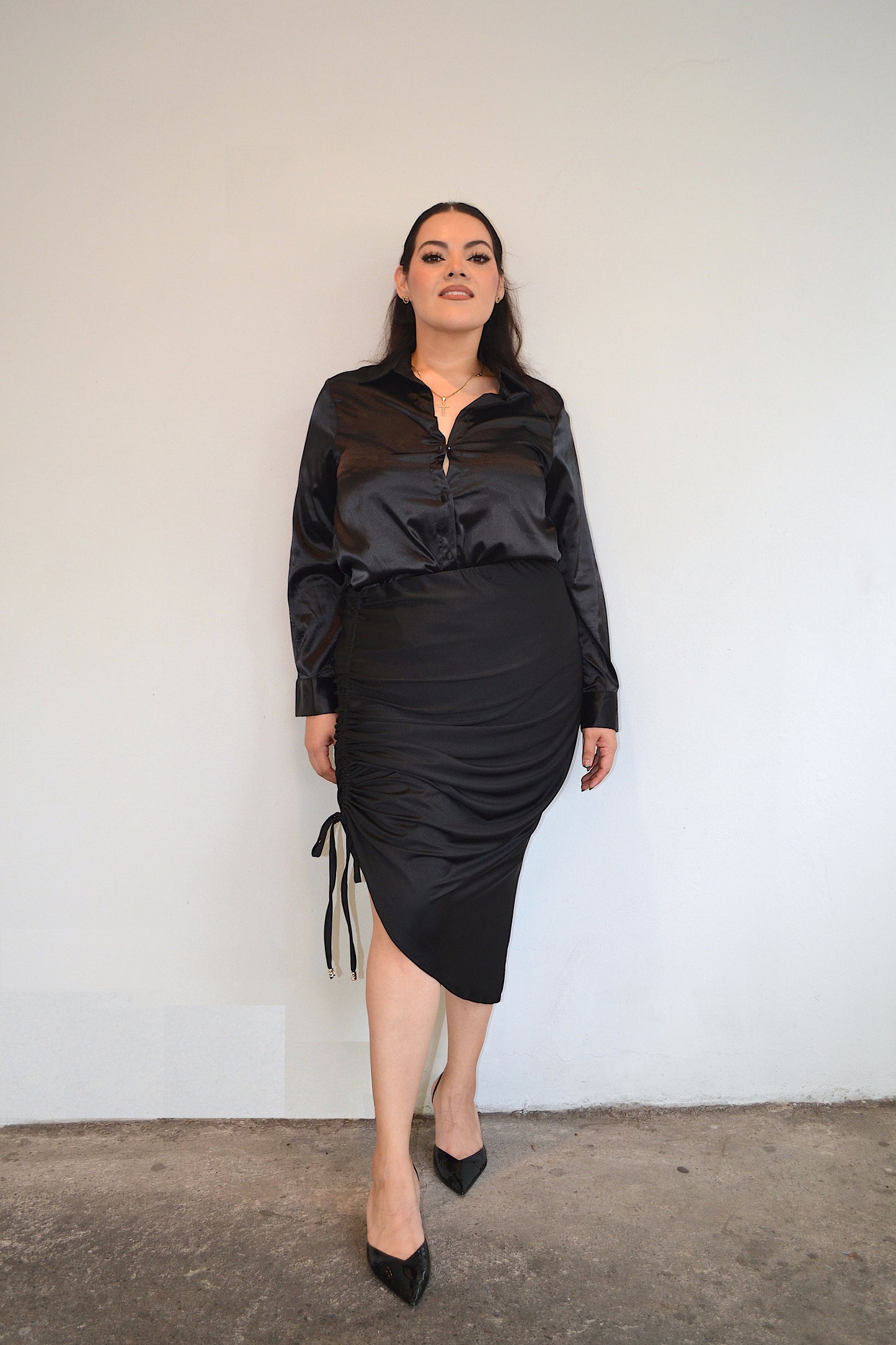 Blusa Camisera en Satin