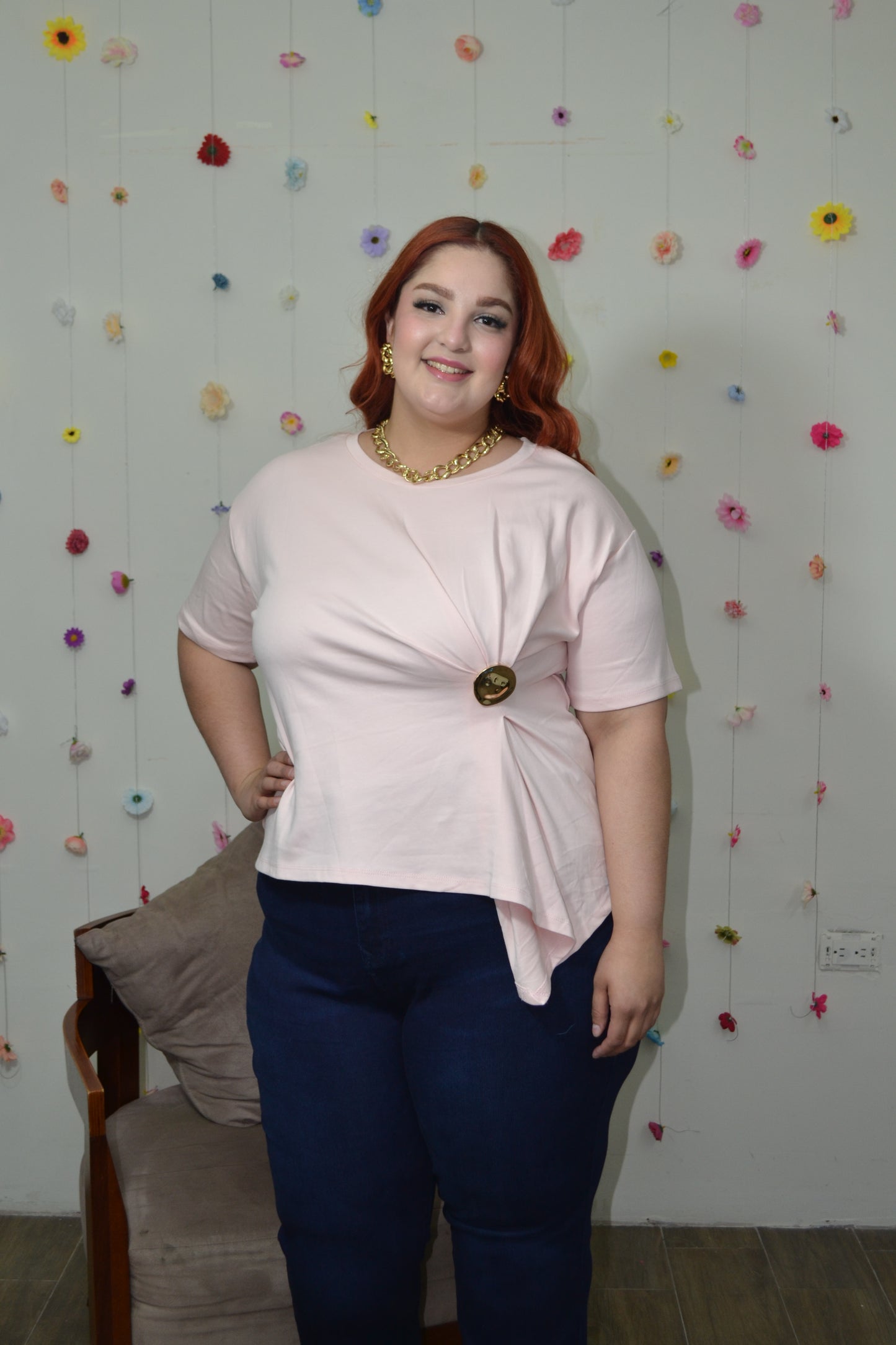 Blusa Cruzada Con Botón
