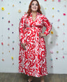Vestido Estampado Cinto Manga Larga