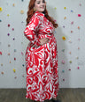 Vestido Estampado Cinto Manga Larga