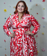 Vestido Estampado Cinto Manga Larga