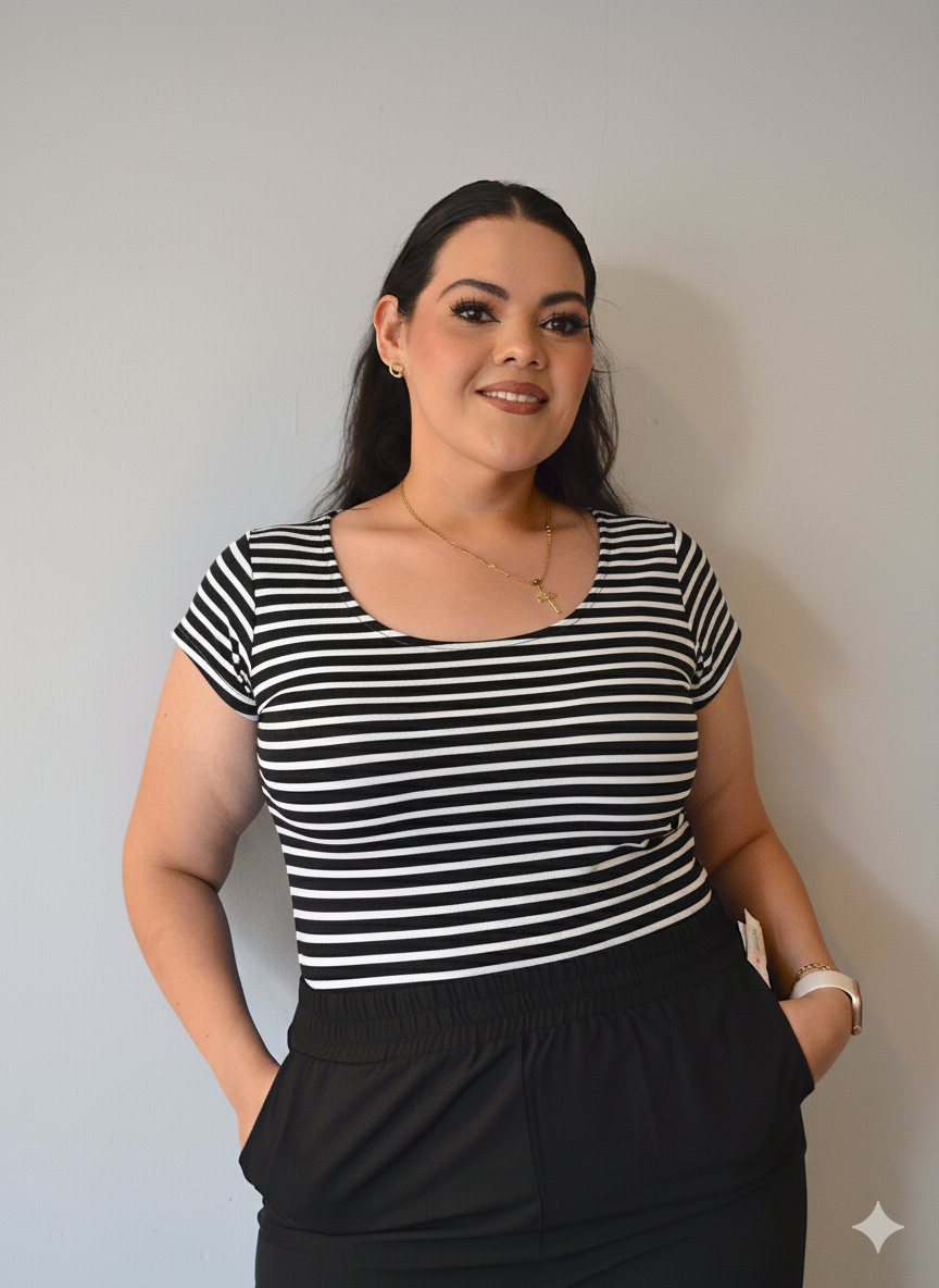 Blusa manga corta Lineas