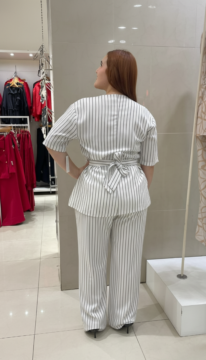 SET BLUSA Y PANTALON ESTAMPADO LINEAS