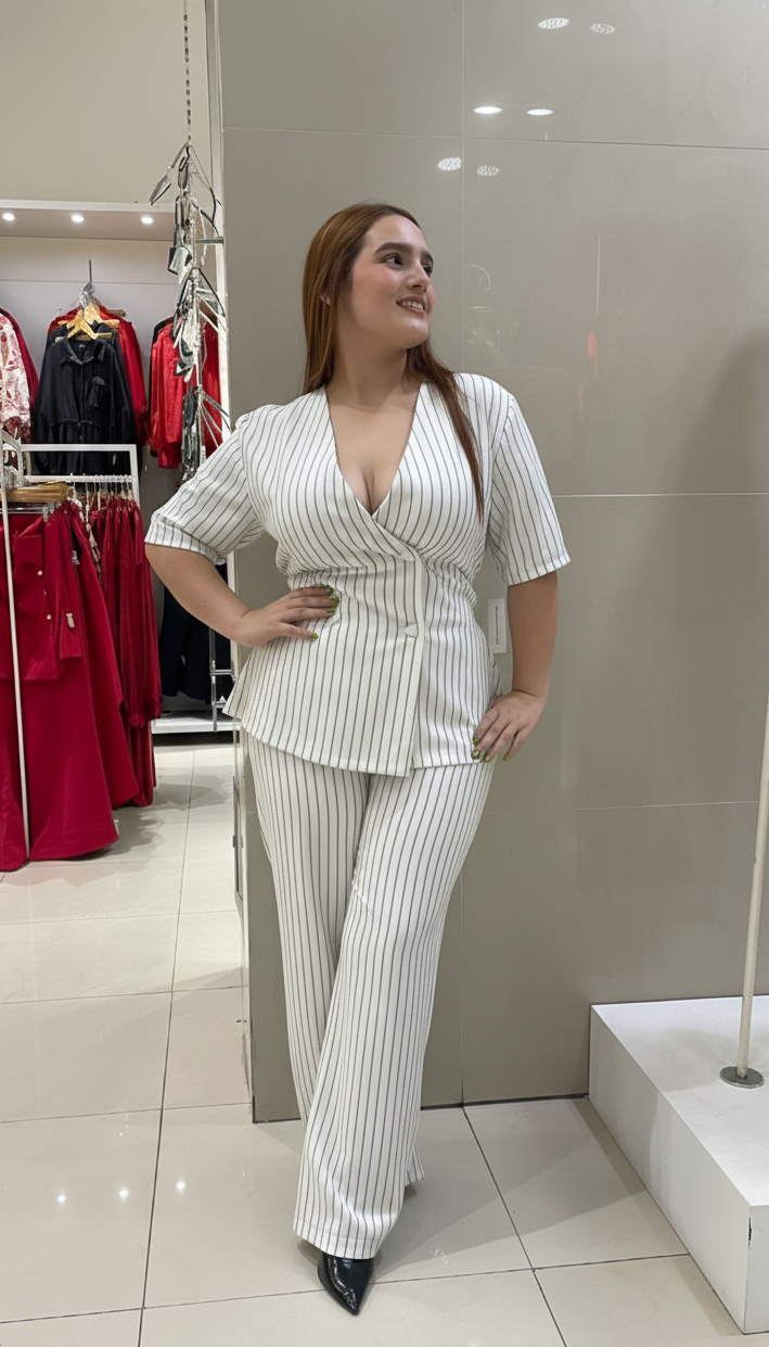 SET BLUSA Y PANTALON ESTAMPADO LINEAS