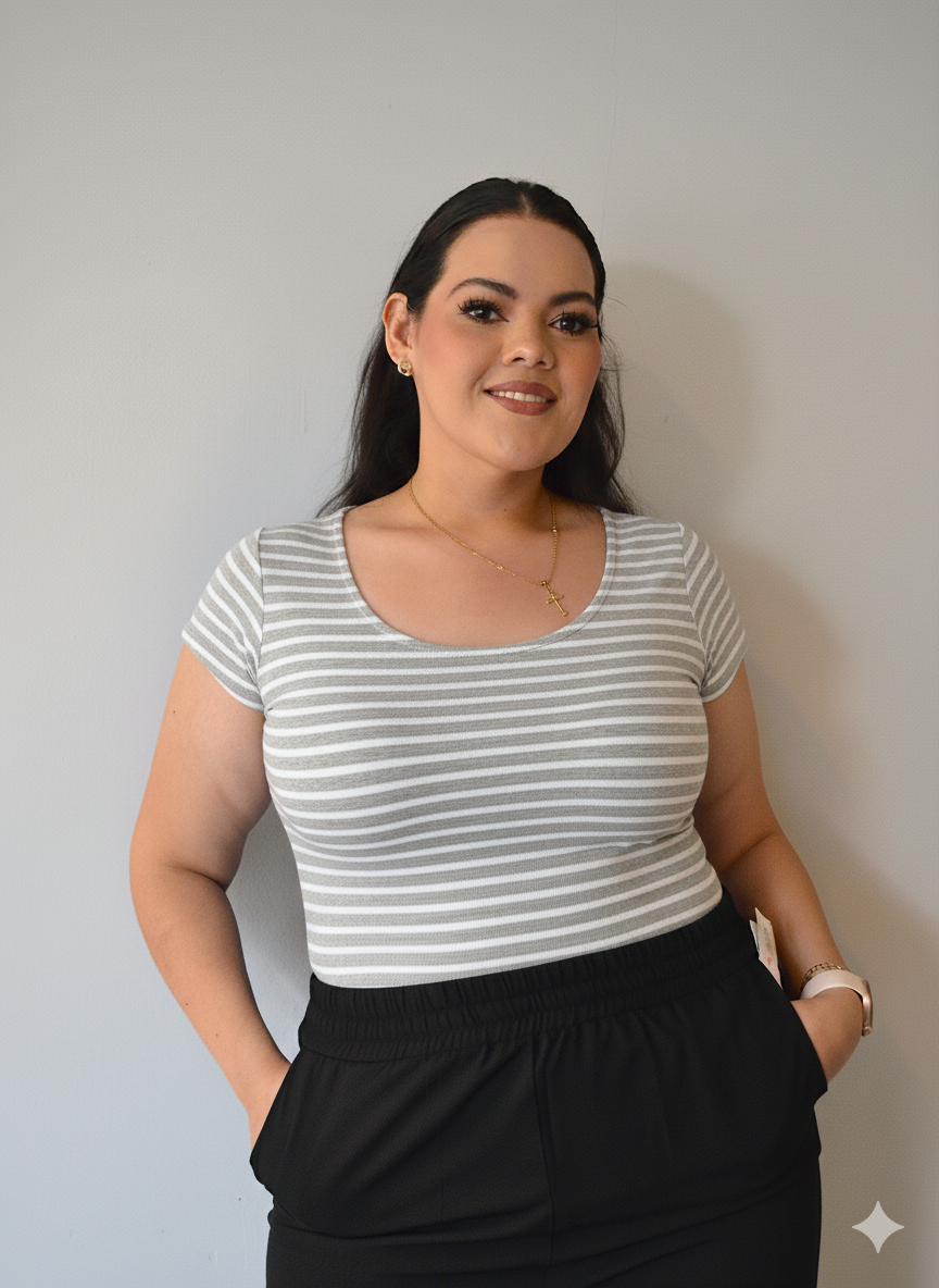 Blusa manga corta Lineas