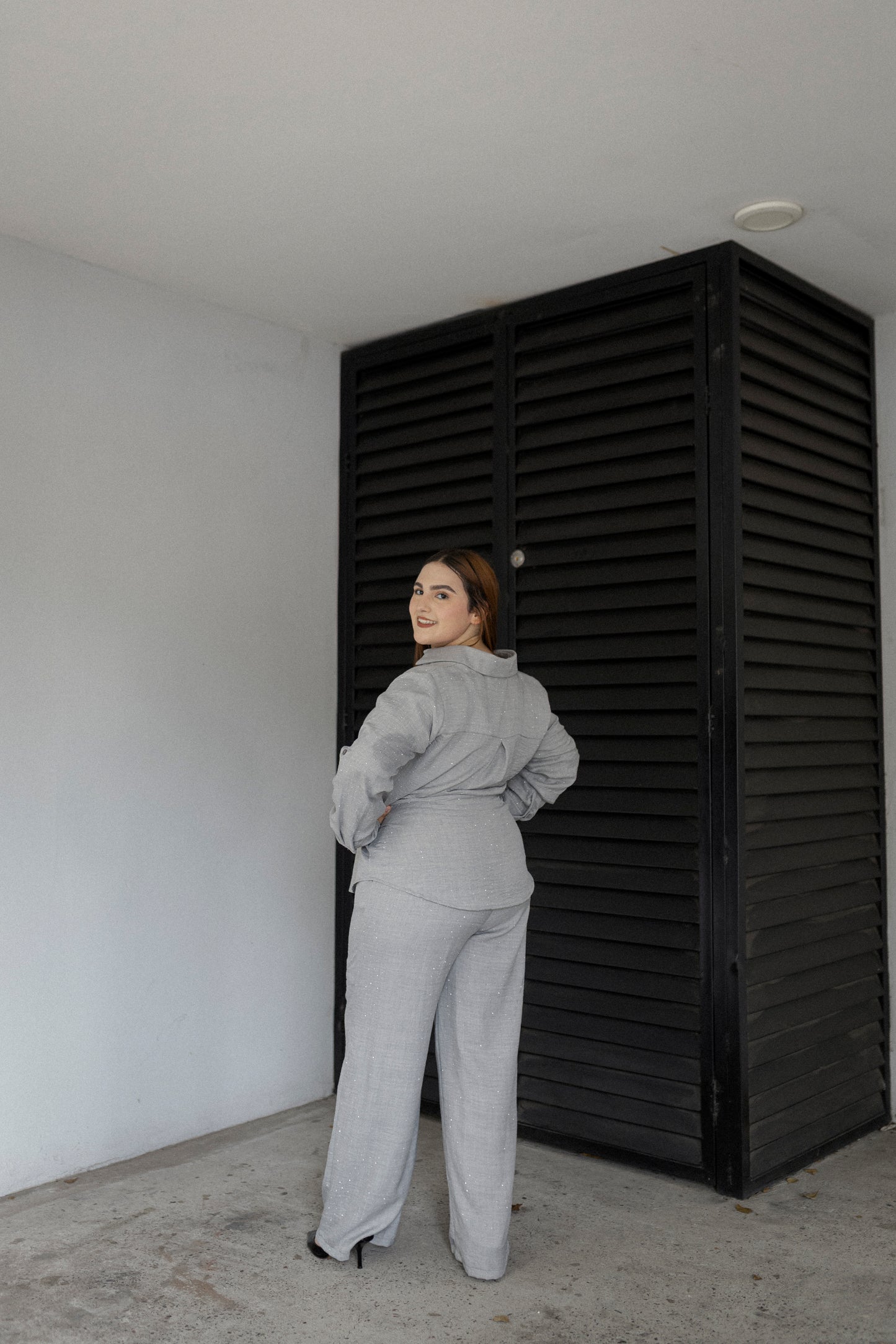 Set De Blusa Manga Larga  y Pantalón Con Piedras