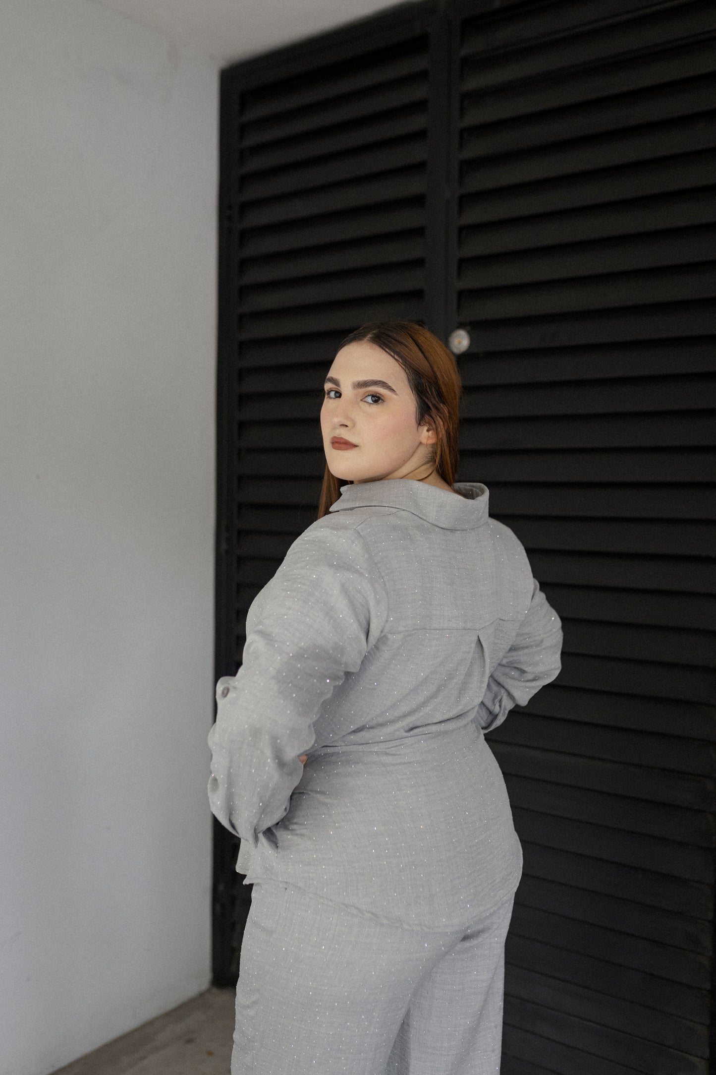 Set De Blusa Manga Larga  y Pantalón Con Piedras
