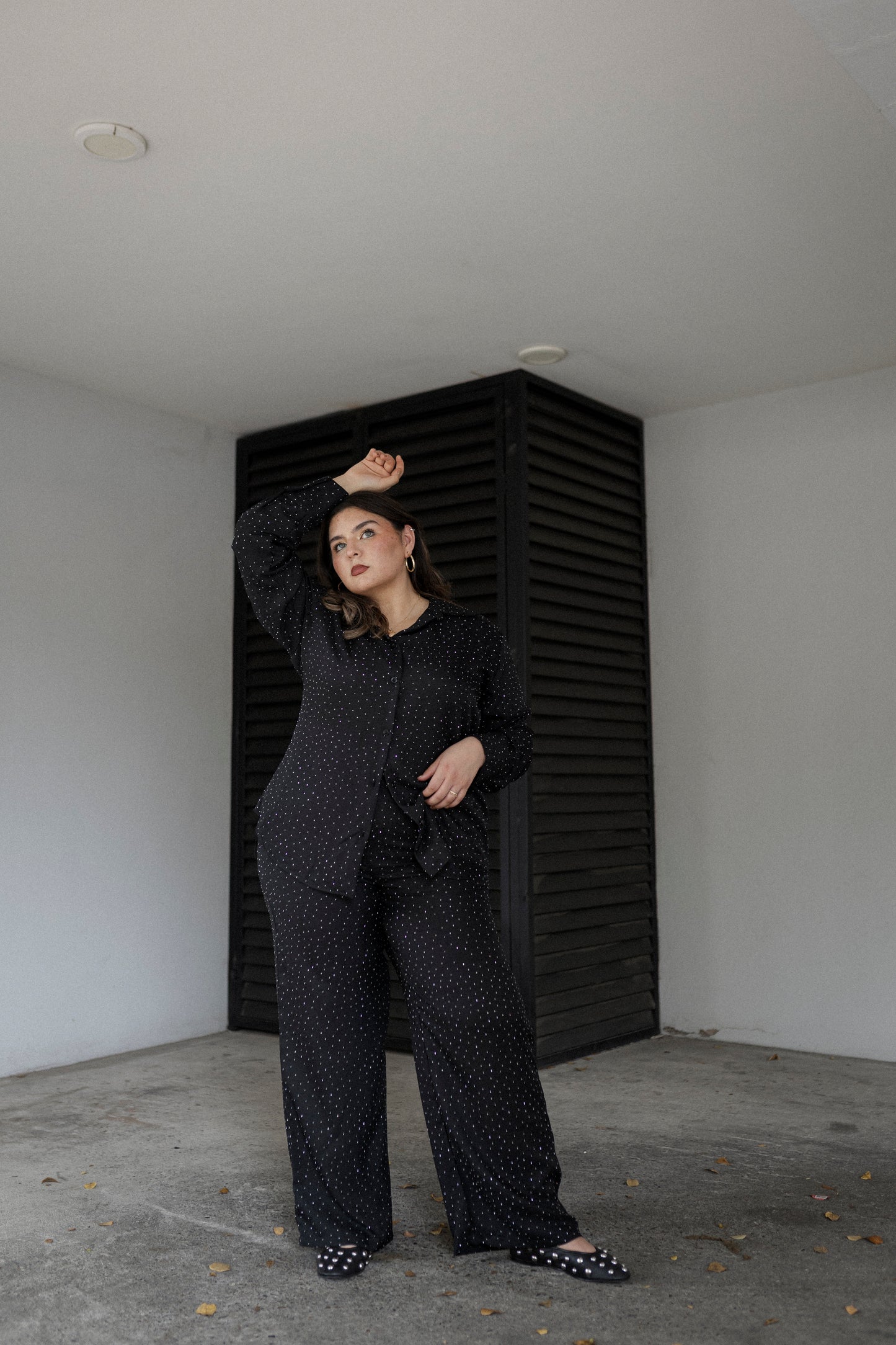 Set De Blusa Manga Larga  y Pantalón Con Piedras