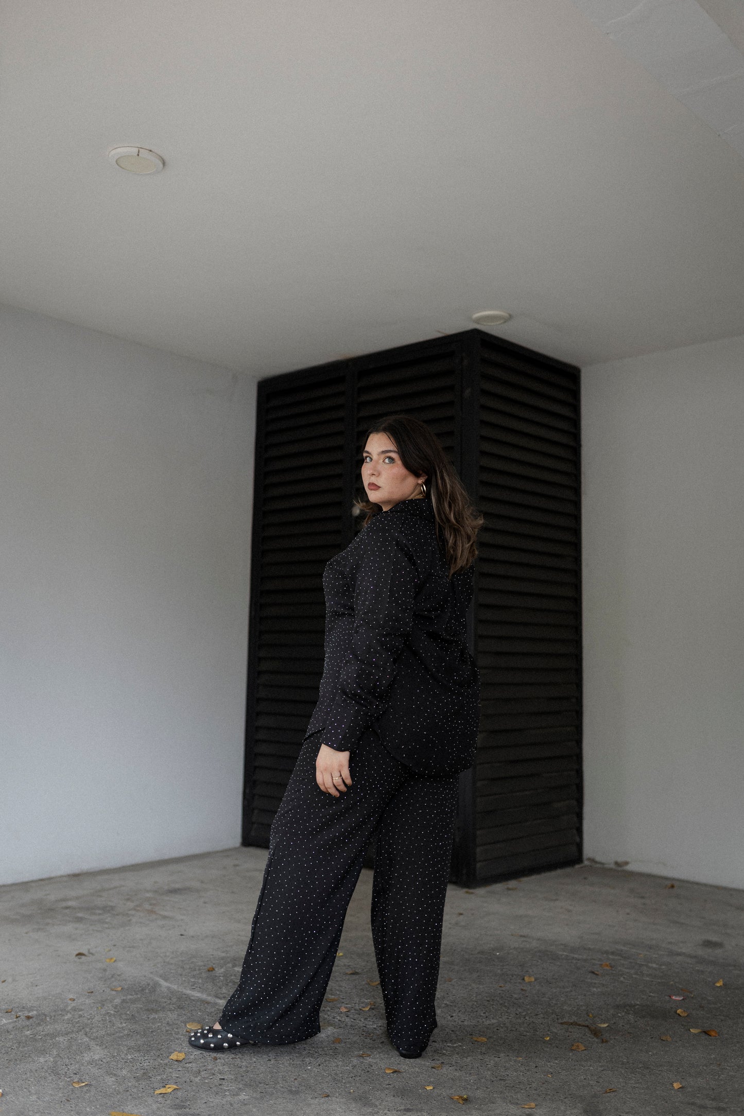Set De Blusa Manga Larga  y Pantalón Con Piedras