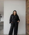 Set de blusa camisera y pantalón flare