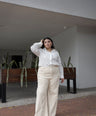Pantalón Corte Wide con Perlas