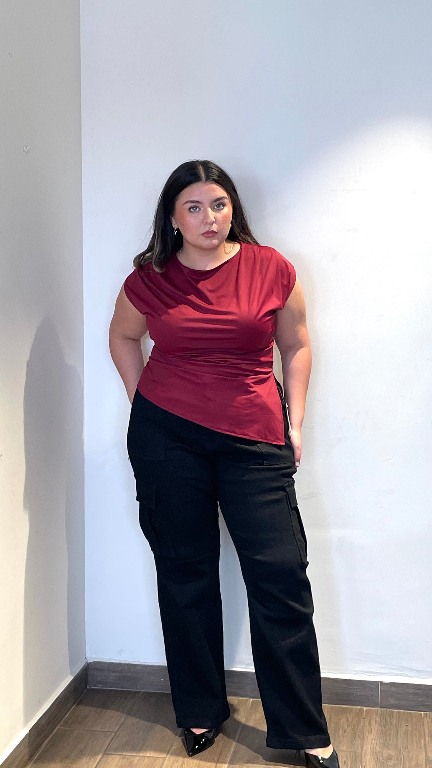 Jeans cargo de mezclilla Negro