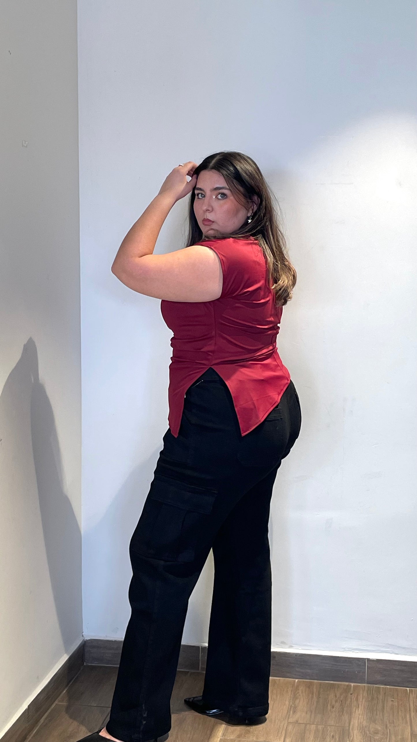 Jeans cargo de mezclilla Negro