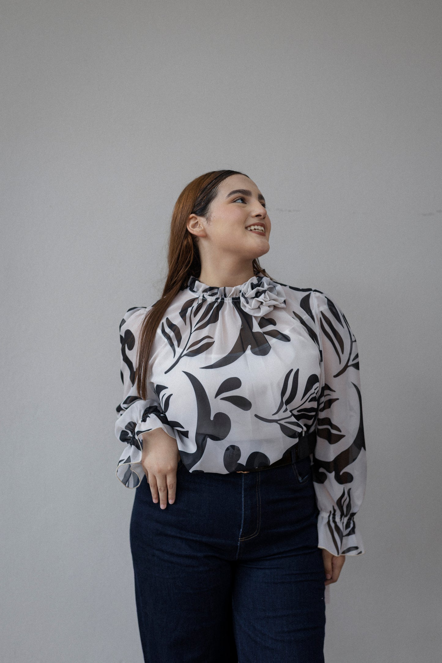 Blusa De Shifon Manga Larga