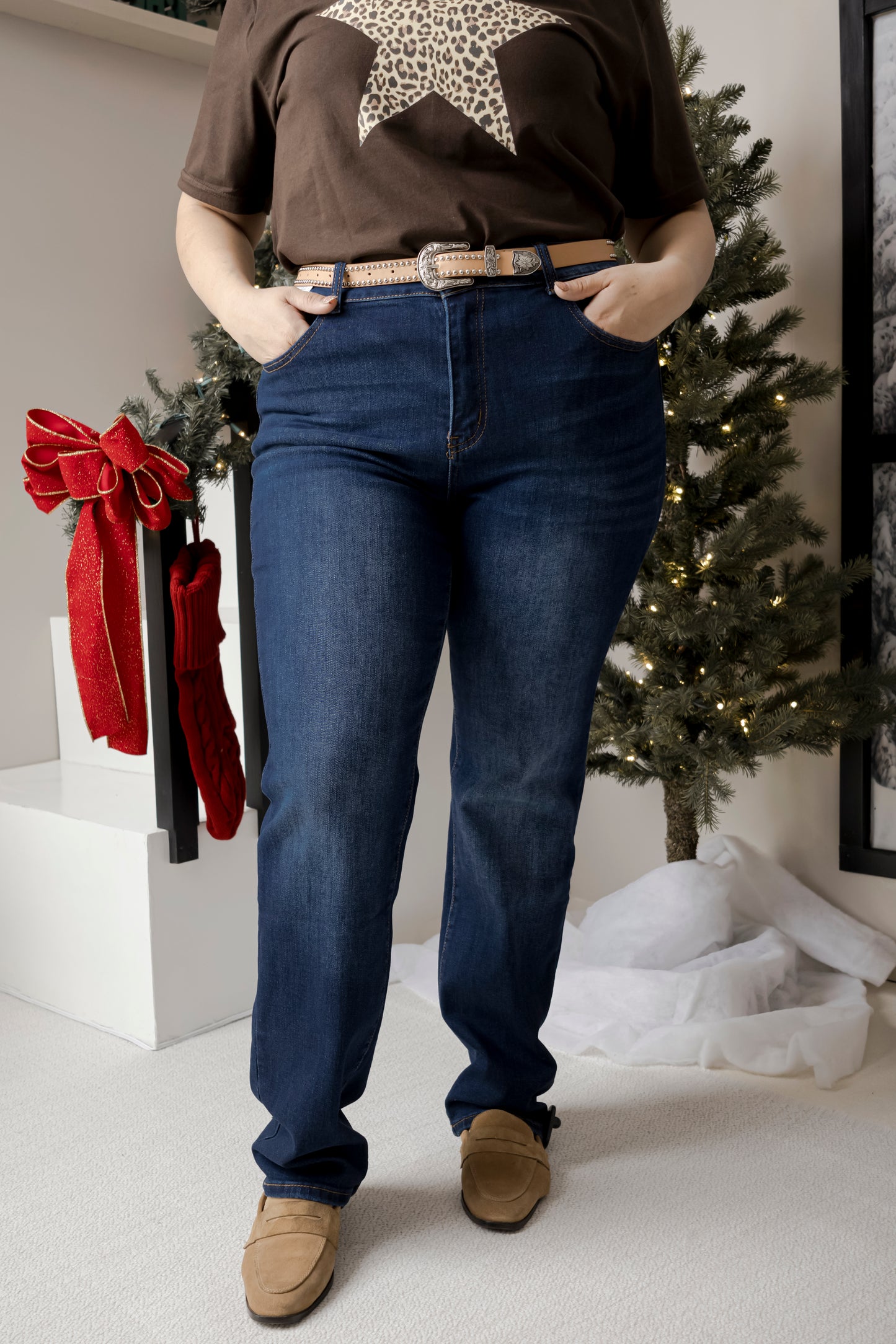 Jeans Mezclilla Recto Con CInto