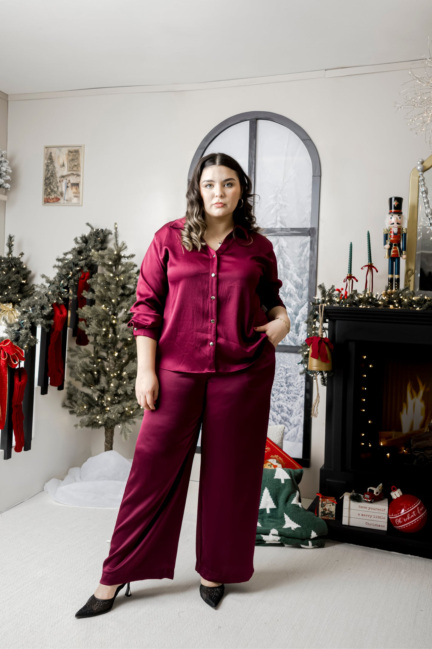 Set De Pantalon Y Saco De Satin