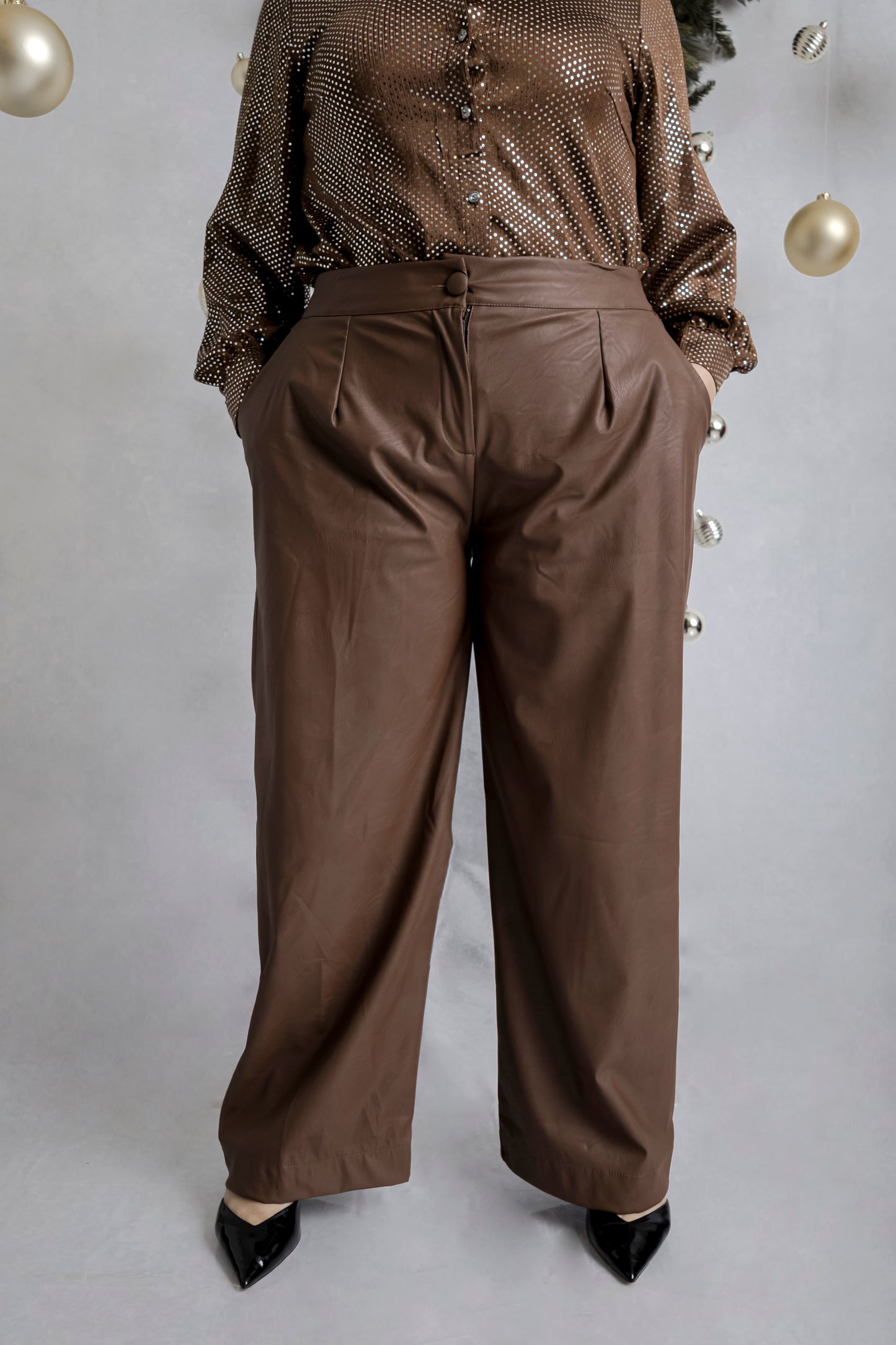 Pantalón Corte Flare De Piel