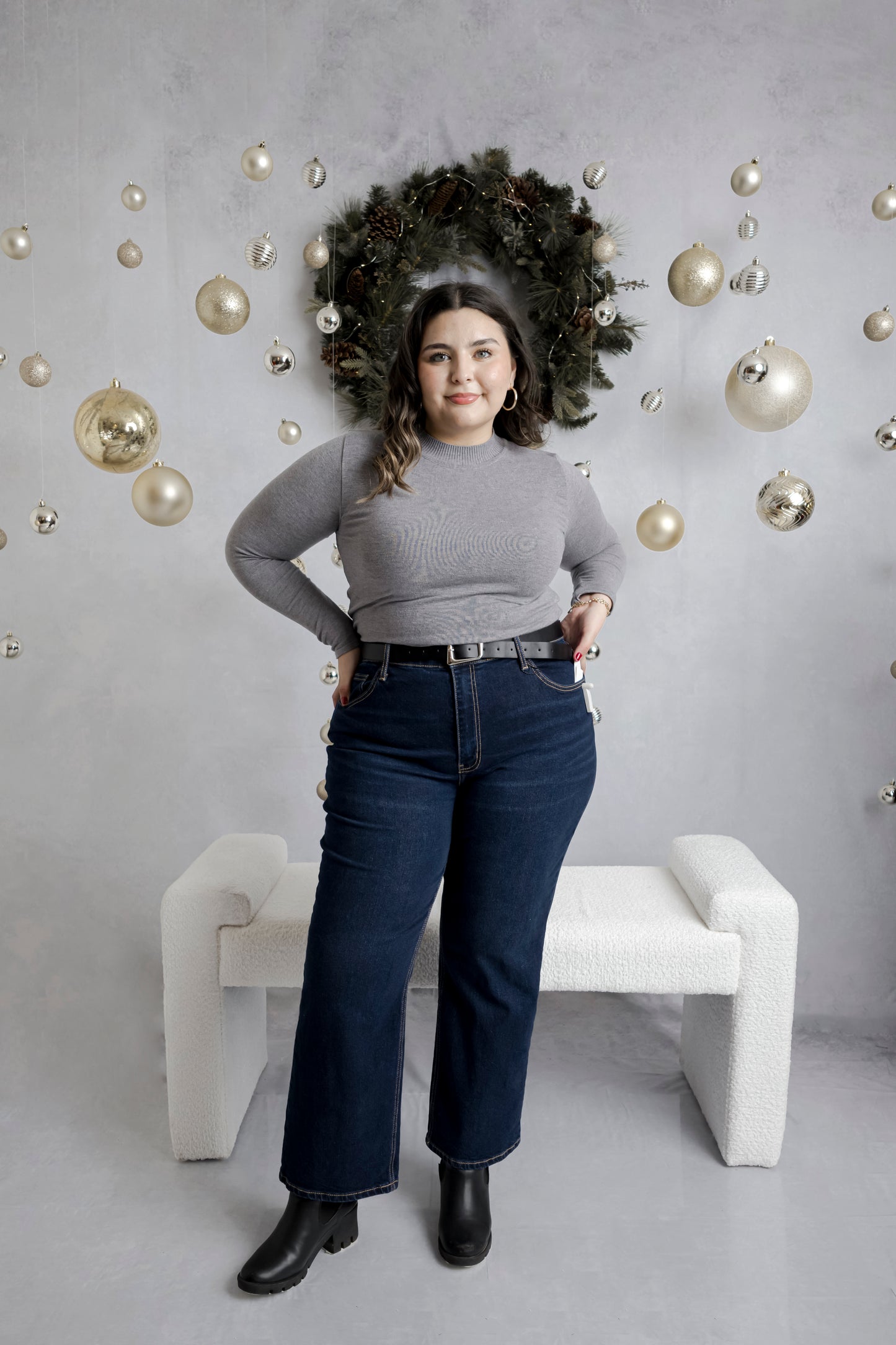 Blusa Tejida Con Cuello Manga Larga