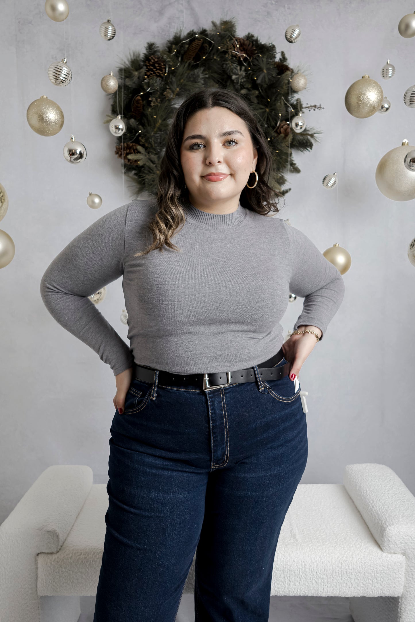 Blusa Tejida Con Cuello Manga Larga