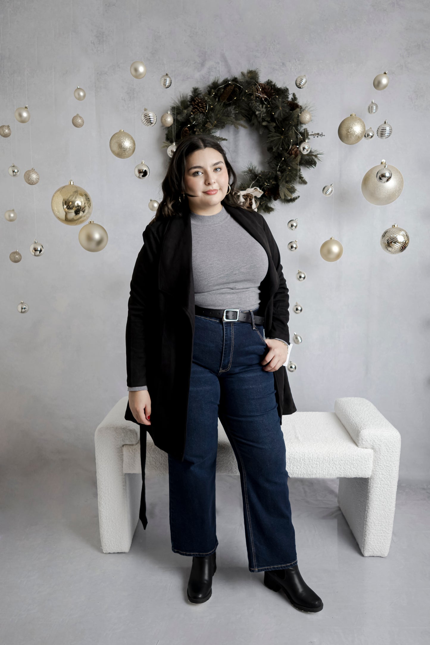 Blusa Tejida Con Cuello Manga Larga