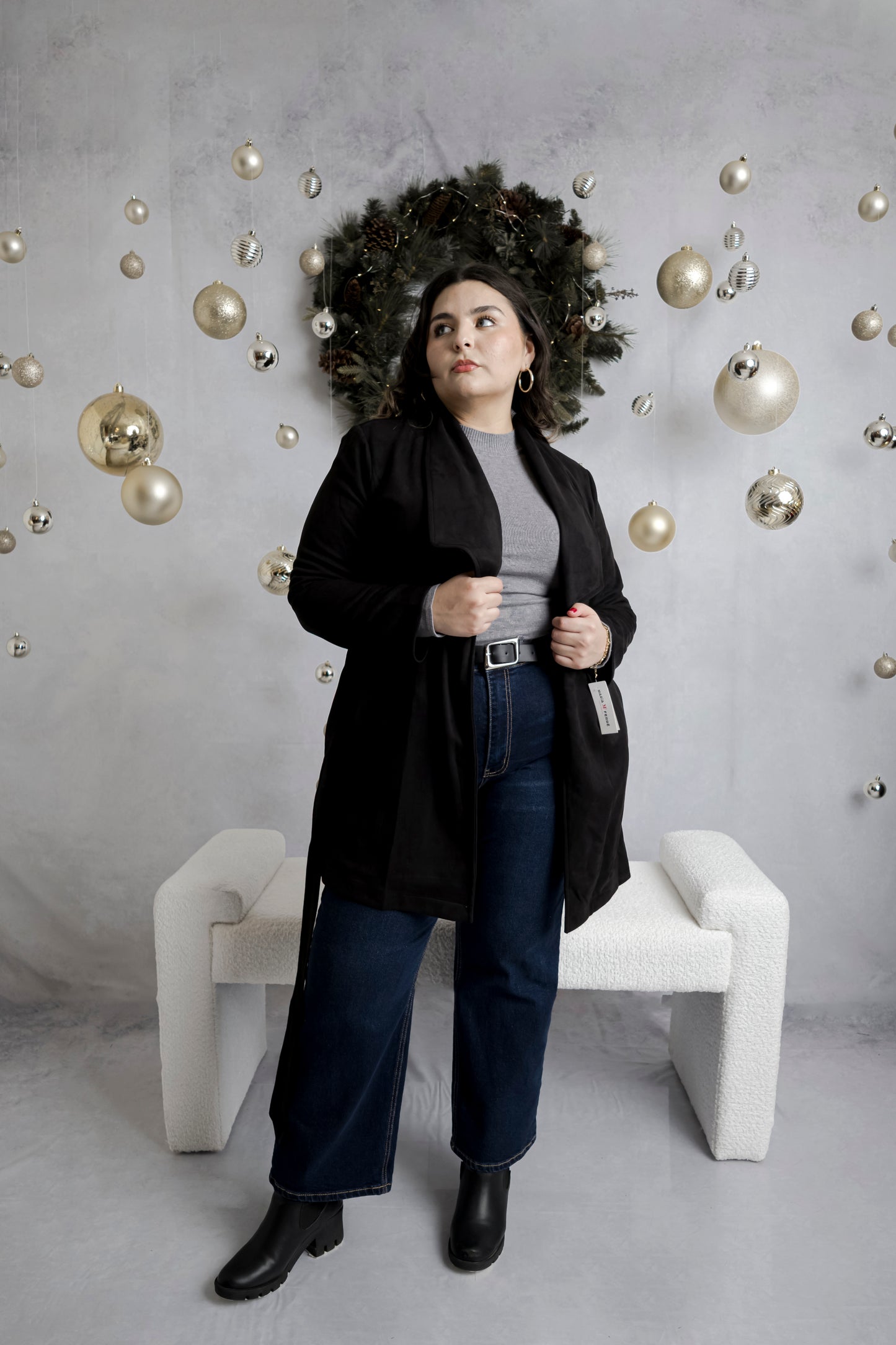 Blusa Tejida Con Cuello Manga Larga