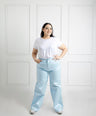 Jeans flare efecto foil