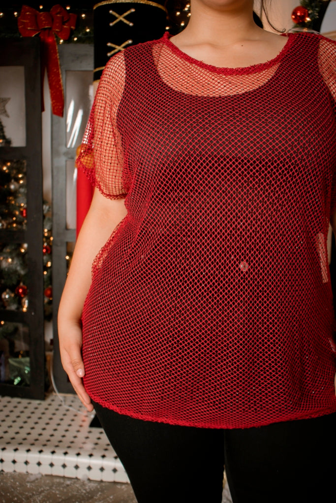 Blusa tipo red con pedrería