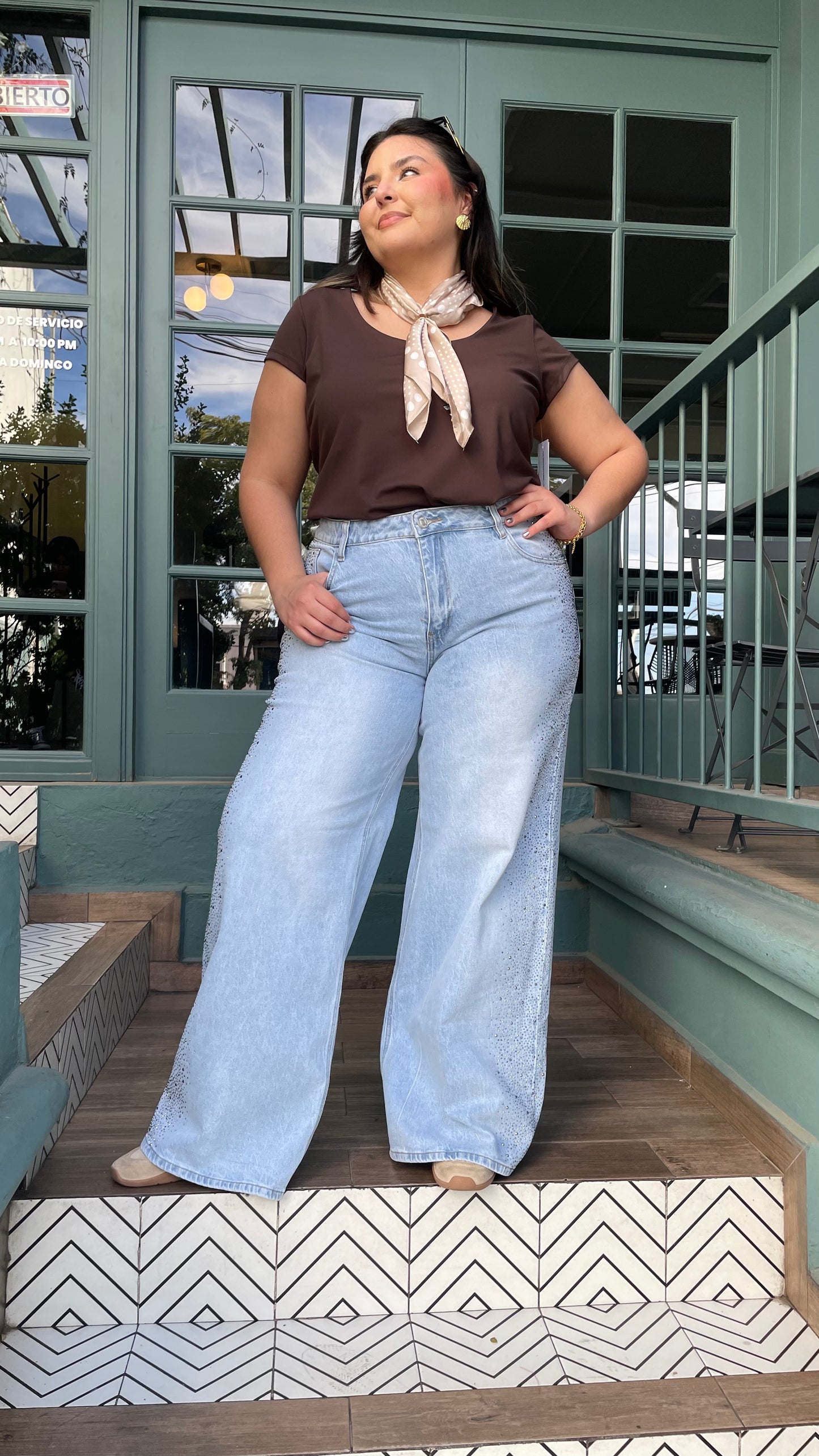 Jeans Wide con  Piedras