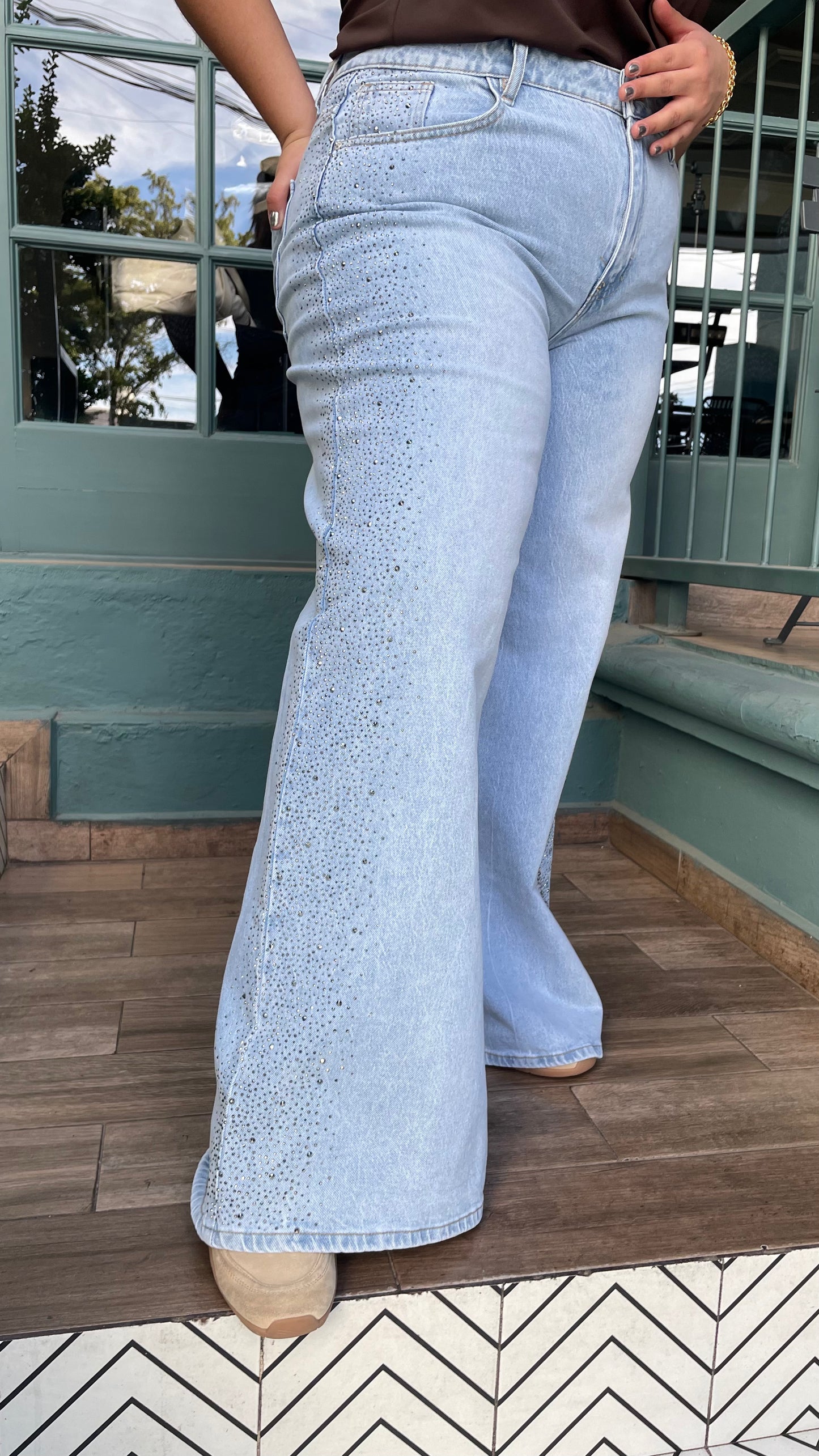 Jeans Wide con  Piedras