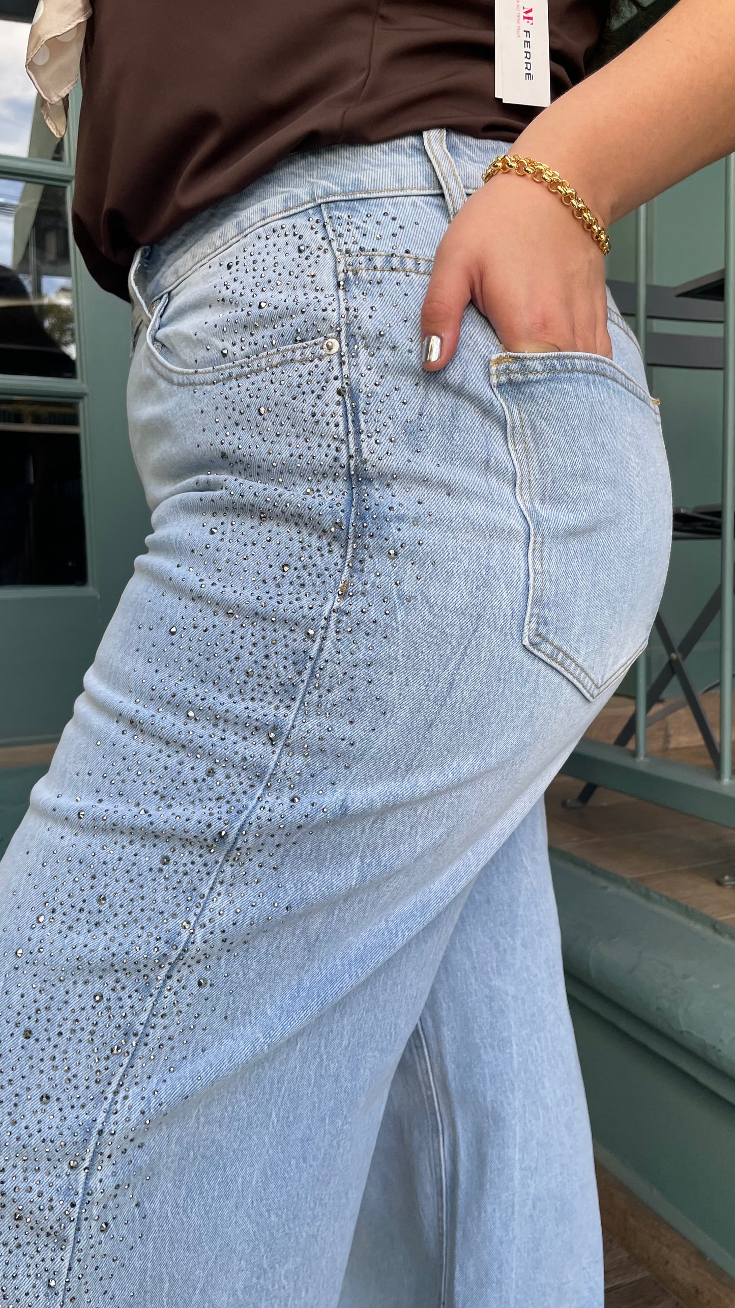 Jeans Wide con  Piedras