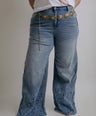 Jeans Corte Wide Con Encaje